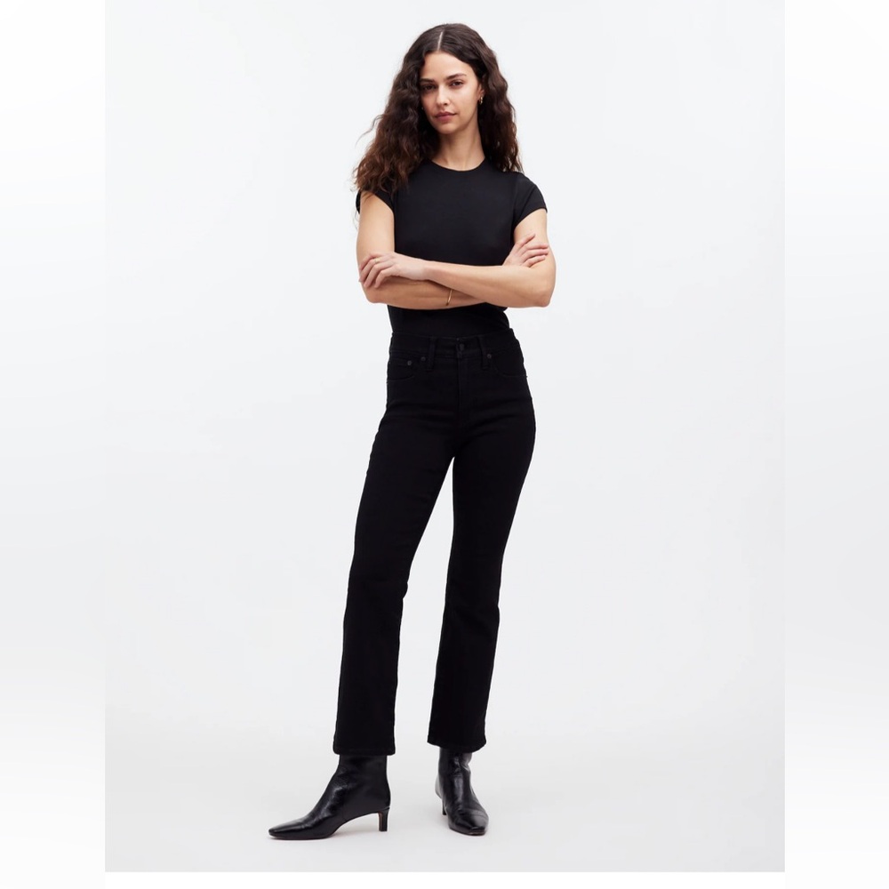 Madewell Kick Out Crop Mid Rise Jeans | Size 32 | Black Denim